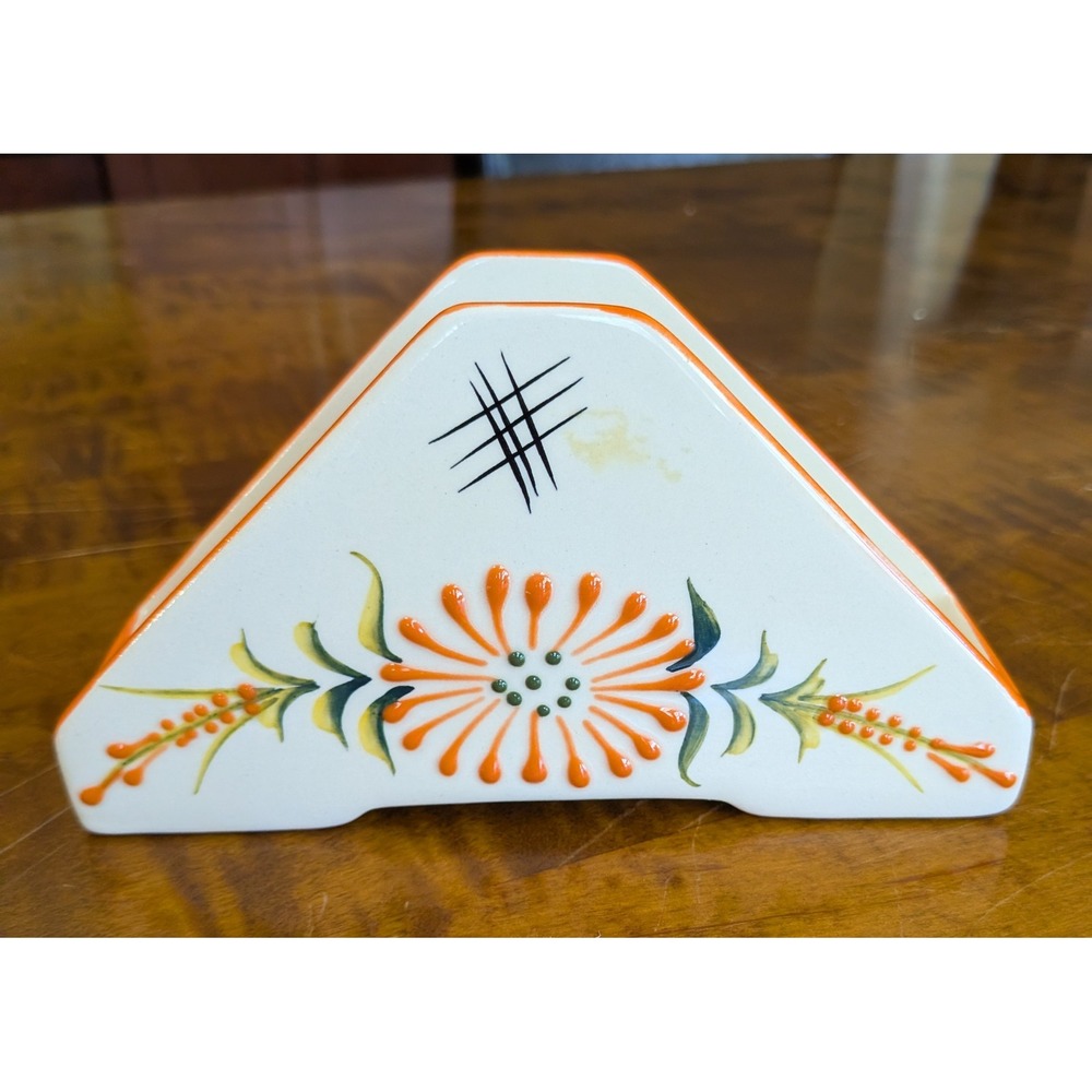 Handmade Vintage Ceramic Talavera Napkin Holder Mexico Signed
